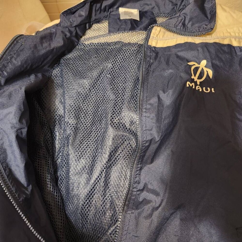 GoGo Sports Maui turtle jacket windbreaker navy tan medium - Picture 7 of 10